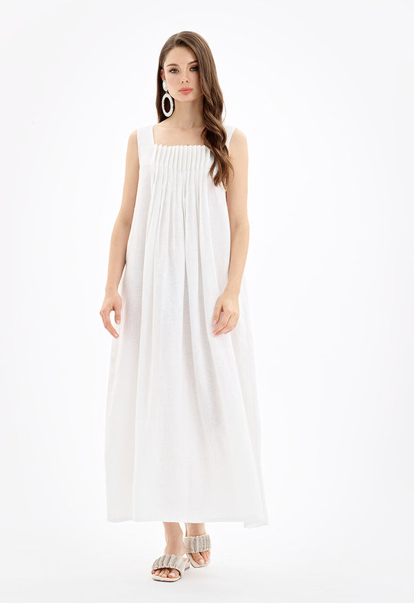 Choice Maxi Solid Sleeveless Under Abaya Dress-Ramadan Style Off White