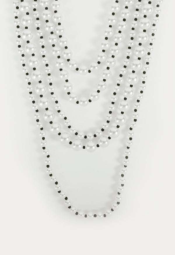 Choice Classic Contrast Beaded Necklace White