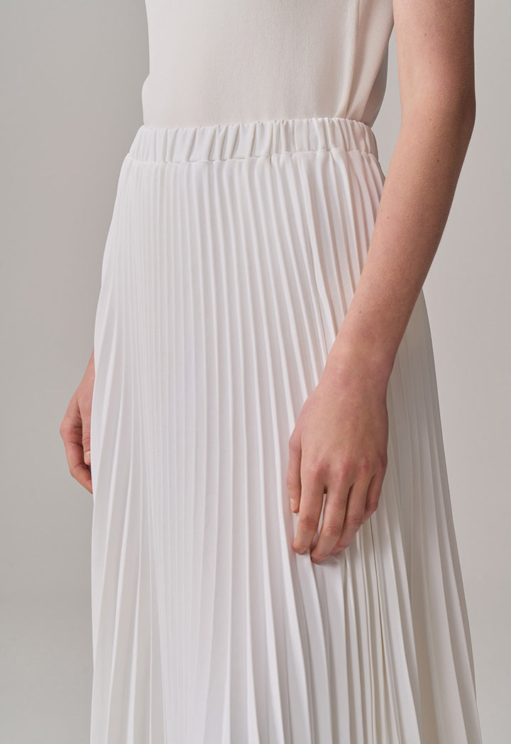 Choice High Waist Pleated Skirt Off White