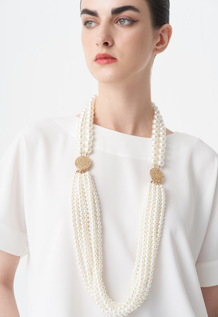 Choice Pearl-Embellished Multi-Necklace Offwhite