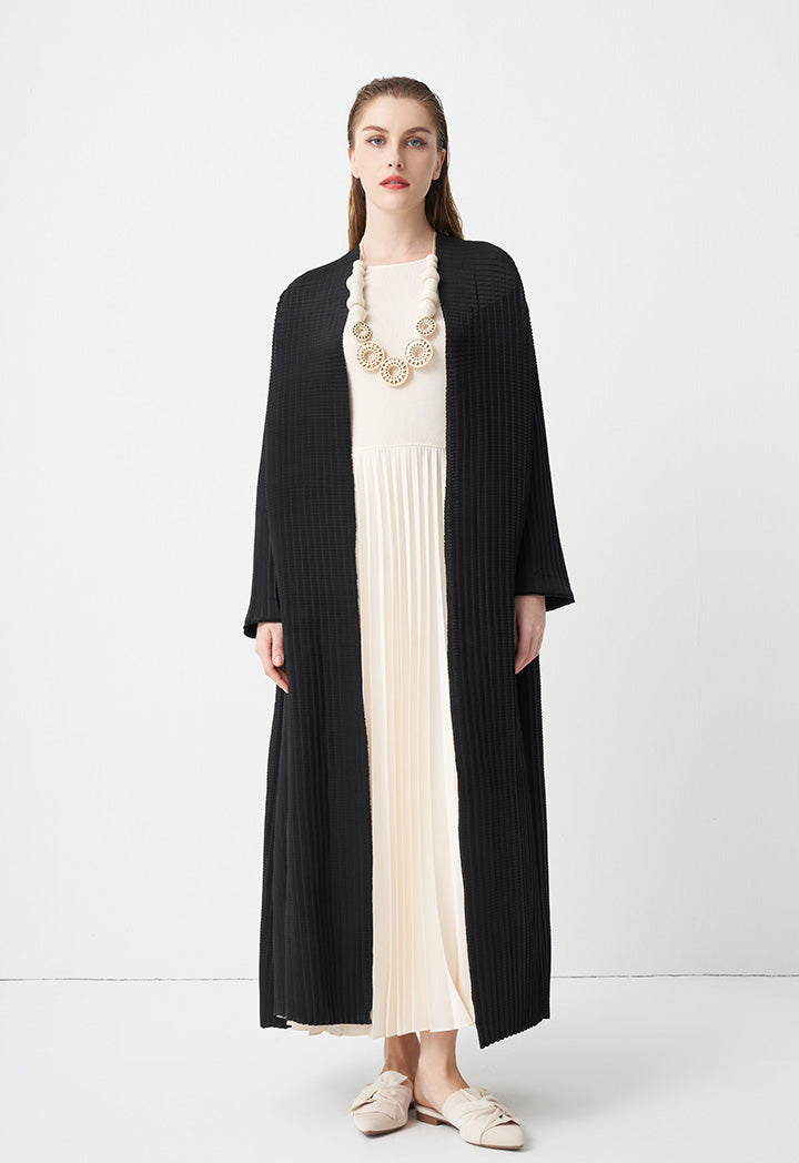 Choice Solid Long Sleeves Belted Abaya Black