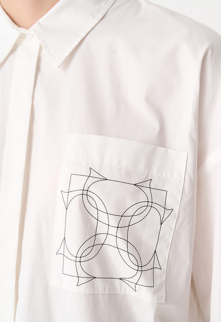 Choice Embroidered Monogram Long Sleeve Shirt Off White