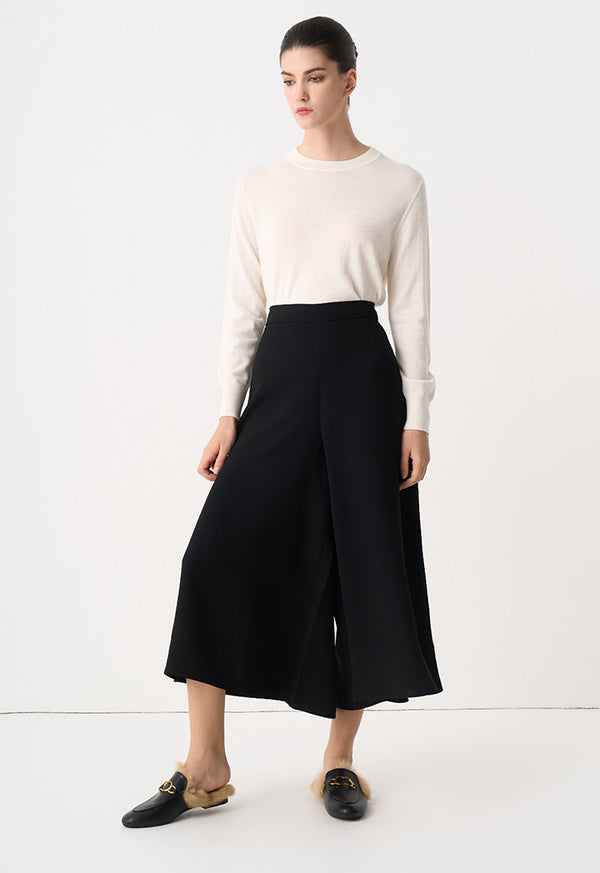 Choice Solid Wide Legs Culottes Black