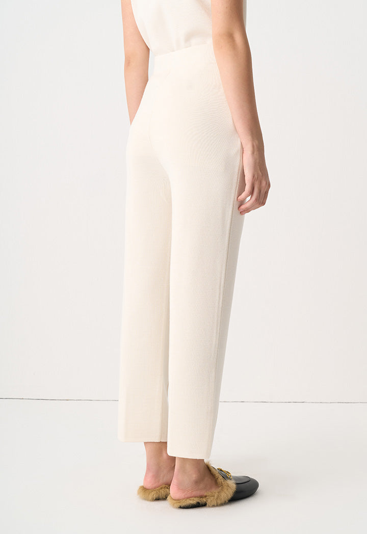 Choice Knitted Straight Fit Solid Pants Cream