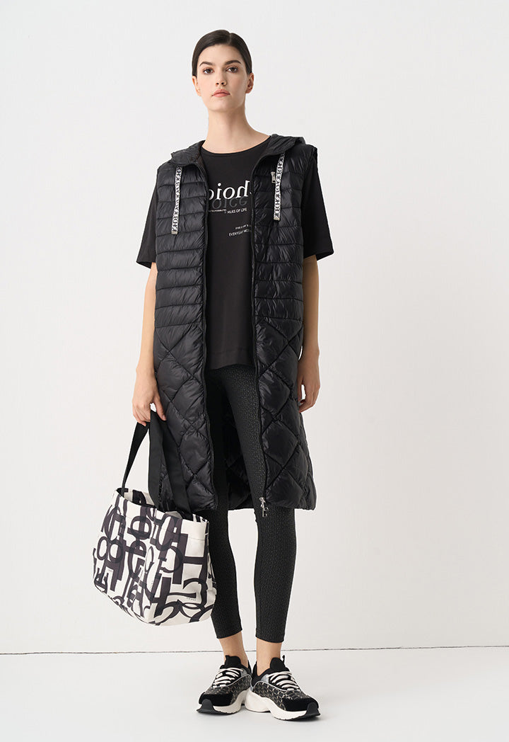 Choice Solid Quilted Sleeveless Gilet Black