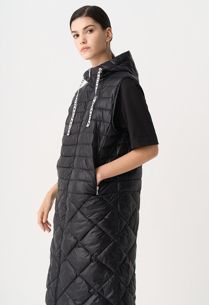 Choice Solid Quilted Sleeveless Gilet Black