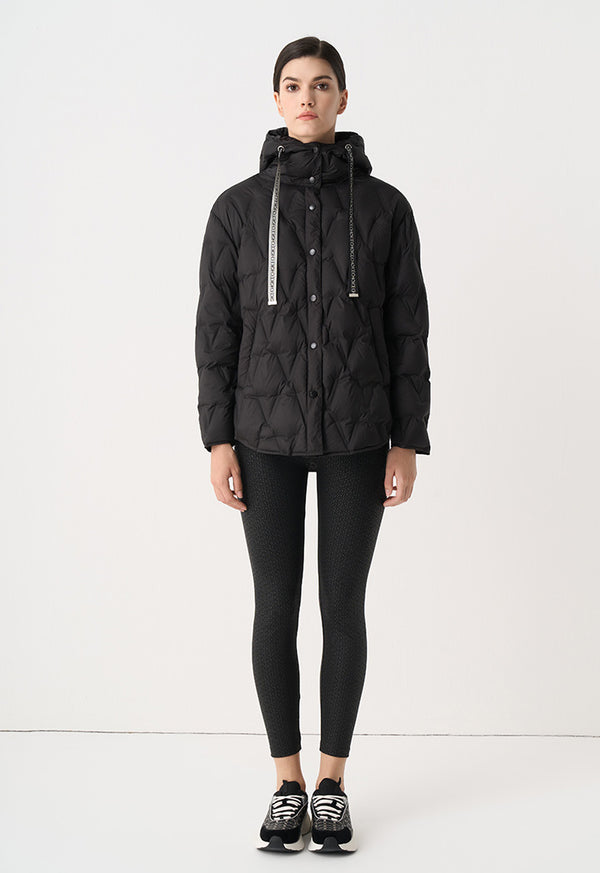 Choice Solid Quilted Hooded Jacket Black