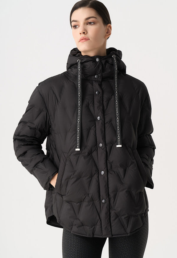 Choice Solid Quilted Hooded Jacket Black