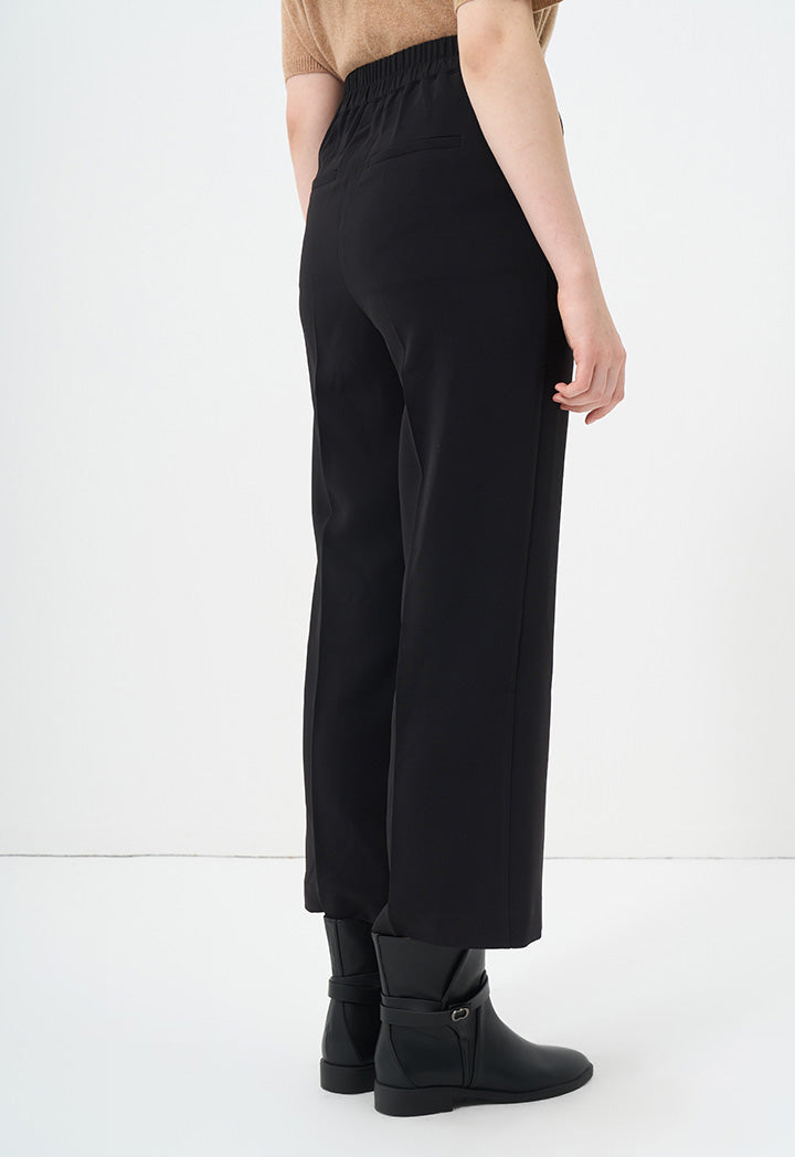 Choice Wide Leg Solid Trousers Black