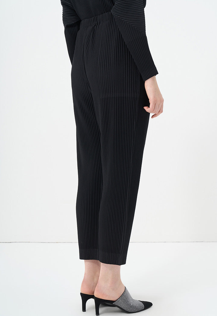 Choice Solid Straight Fit Pleated Trouser Black