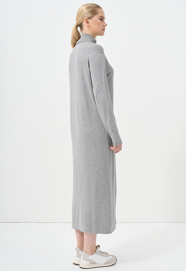 Choice Turtleneck Basic Maxi Dress Grey