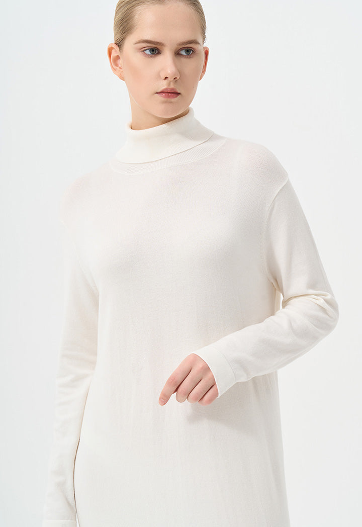 Choice Turtleneck Basic Maxi Dress Off White