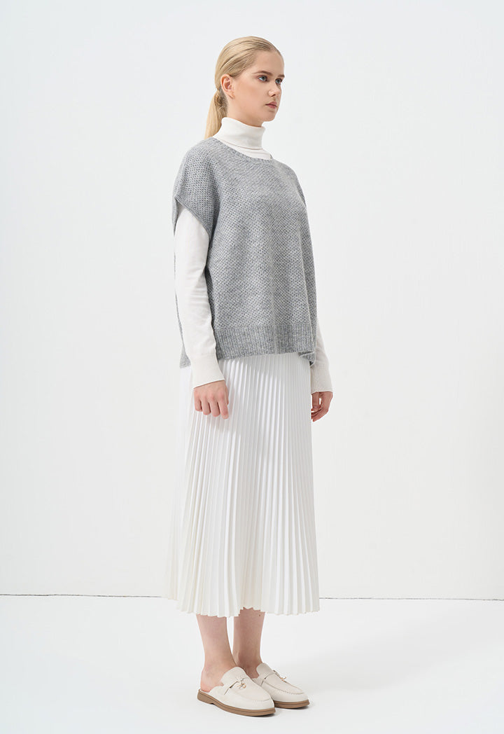 Choice Knitted Sleeveless Lurex Sweater Grey