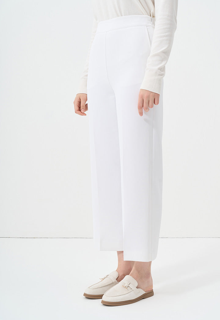 Choice Wide Leg Solid Trousers Off White