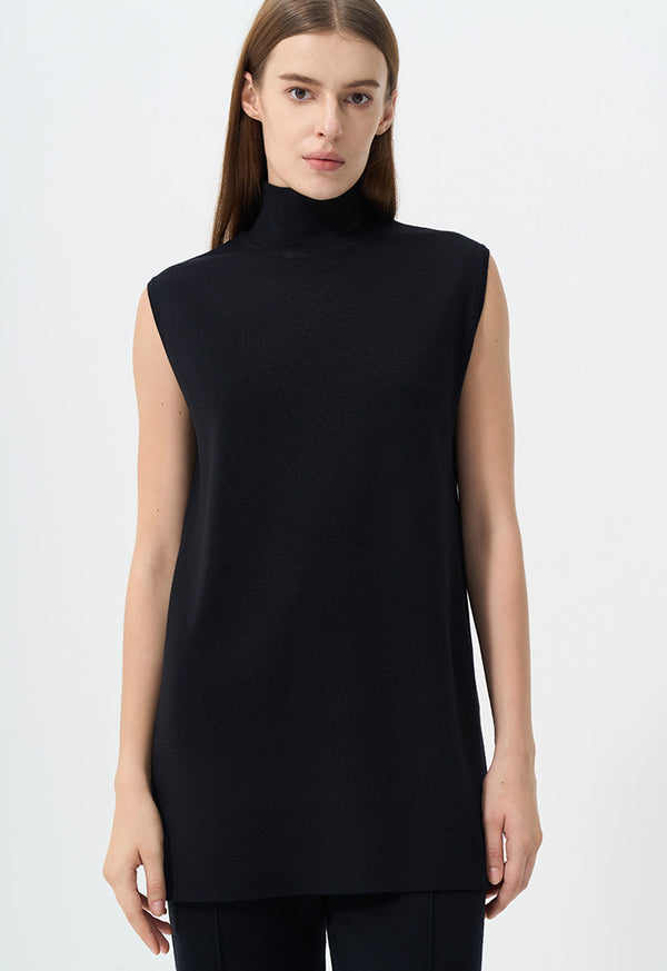 Choice Basic Sleeveless Knitted Top Black