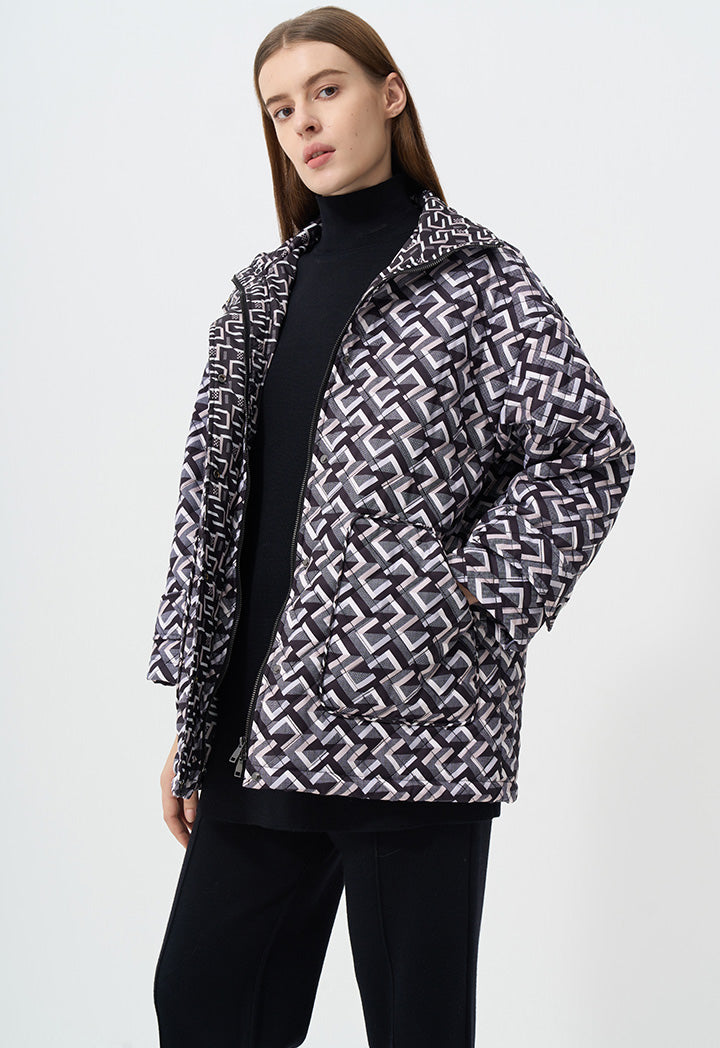 Choice Quilted Printed Long Sleeves Jacket Multi Color