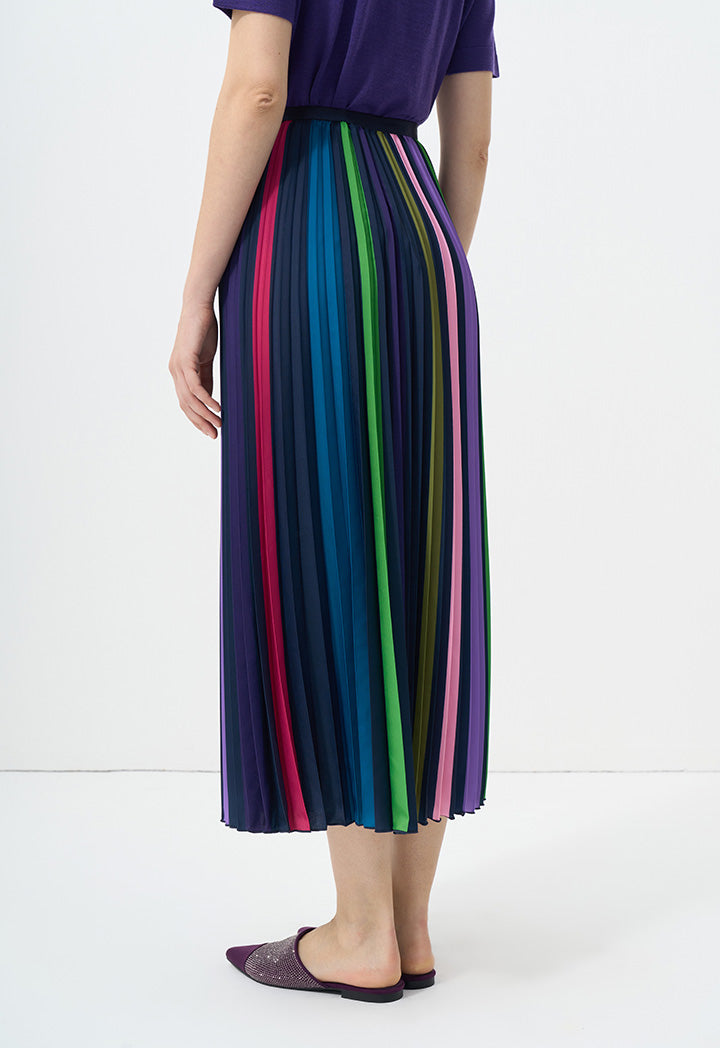 Choice Printed Pleated Maxi Skirt Multi Color