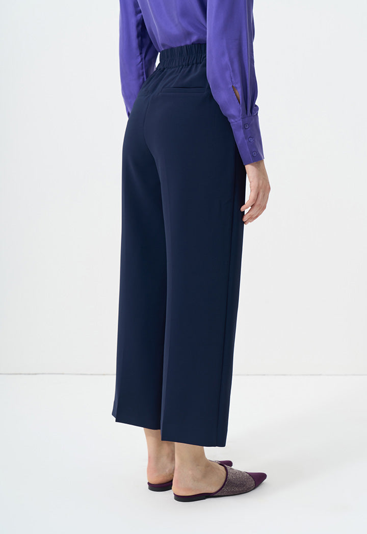 Choice Wide Leg Solid Trousers Navy