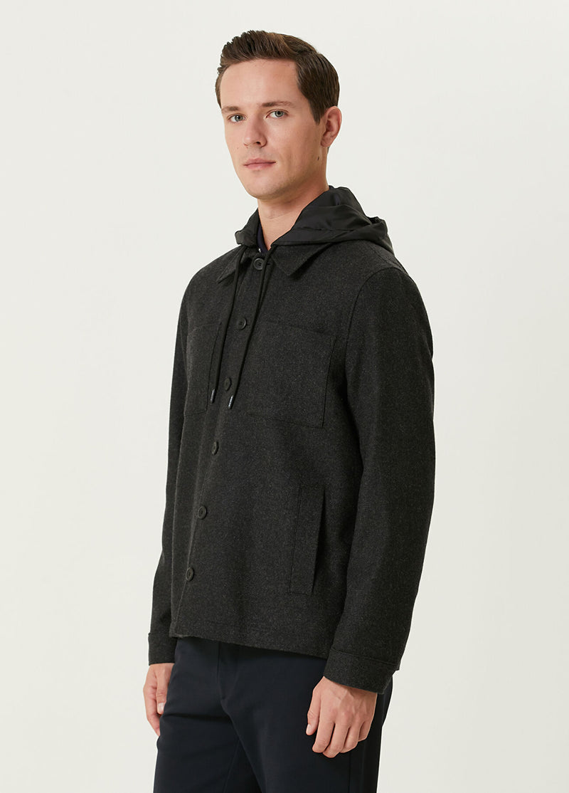 Beymen Club Men Hooded Wool Overshirt Anthracite