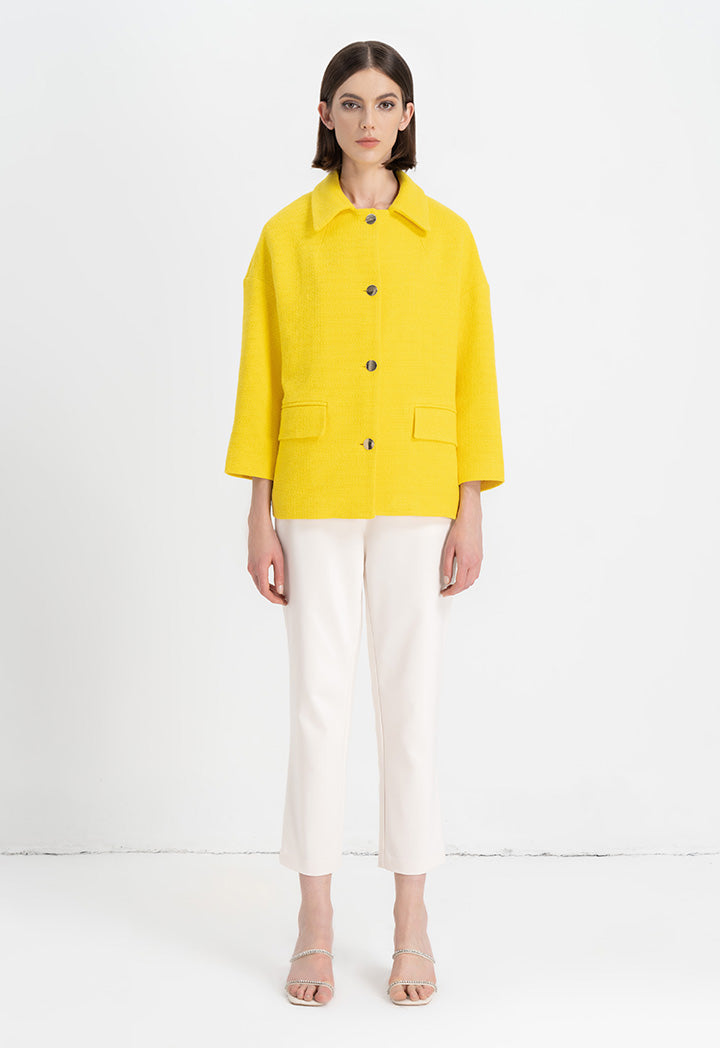 Choice Drop Shoulder Solid Jacket Yellow