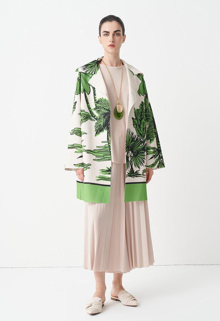 Choice Printed Outerwear With Belt Green Print