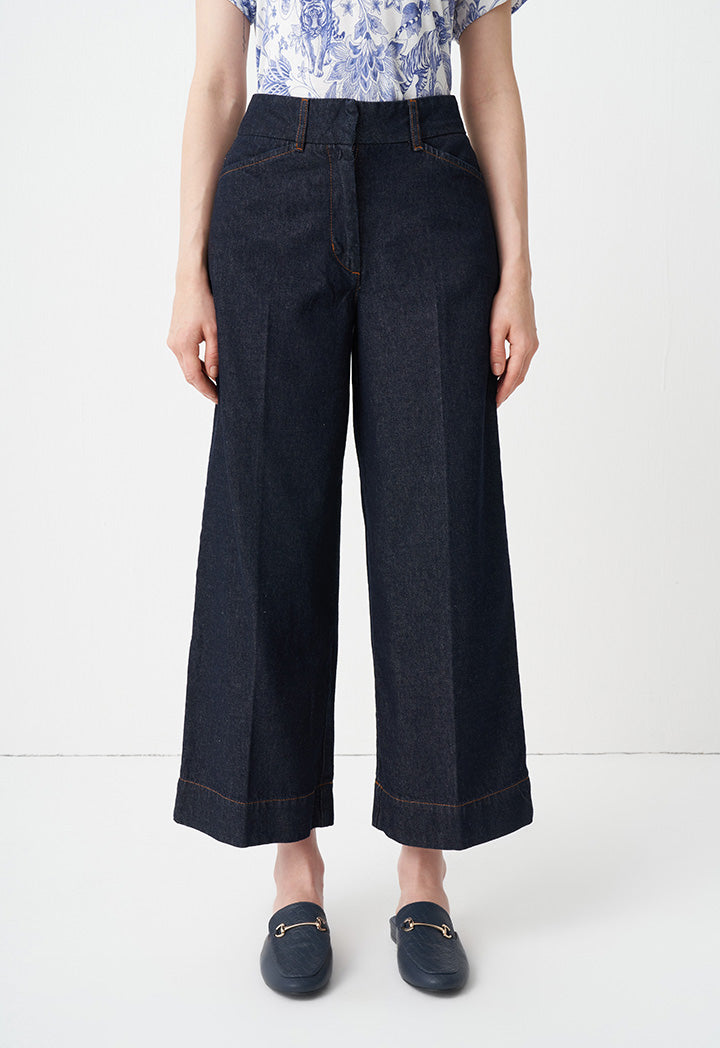 Choice Straight Wide Legs Denim Trousers Indigo