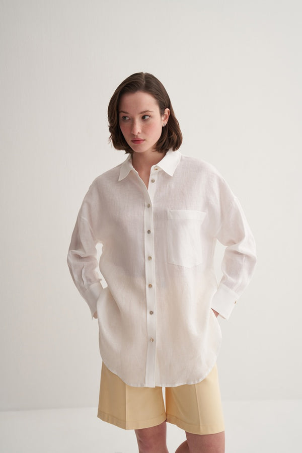 Kk Design 100% Linen Shirt Ecru