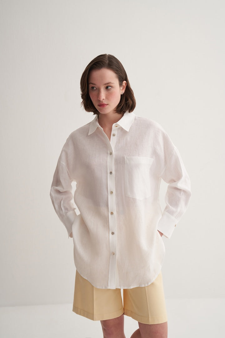 Kk Design 100% Linen Shirt Ecru