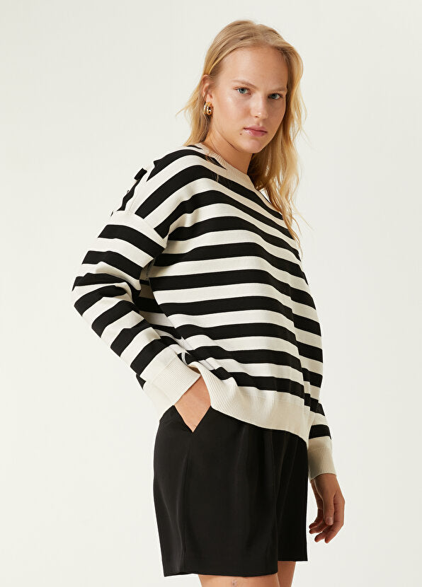 Beymen Club Stripe Patterned Sweater Black&White
