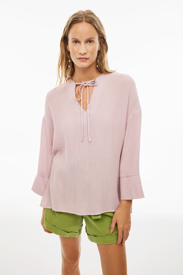 Perspective V-Neck Long Sleeve Blouse Dusty Rose
