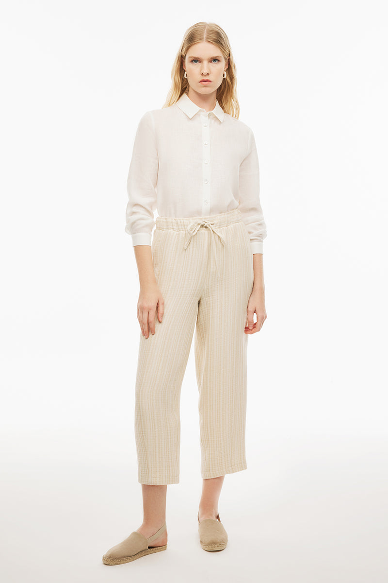 Perspective  Mid Rise Ankle Length Pants Ecru/Beige