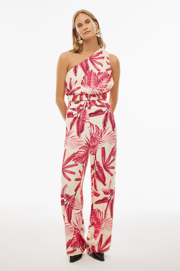 Perspective High Rise Floral Pants Fuchsia