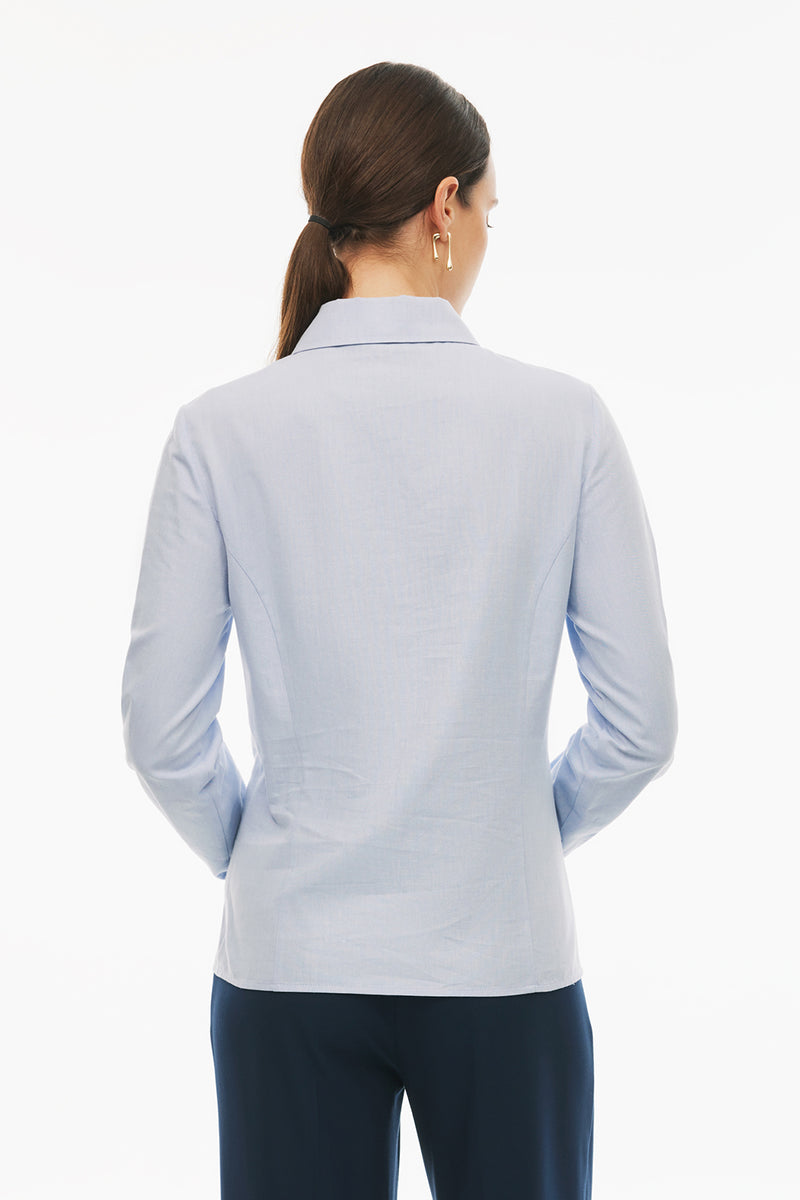 Perspective Slim Long Sleeve Cotton Shirt Light Blue