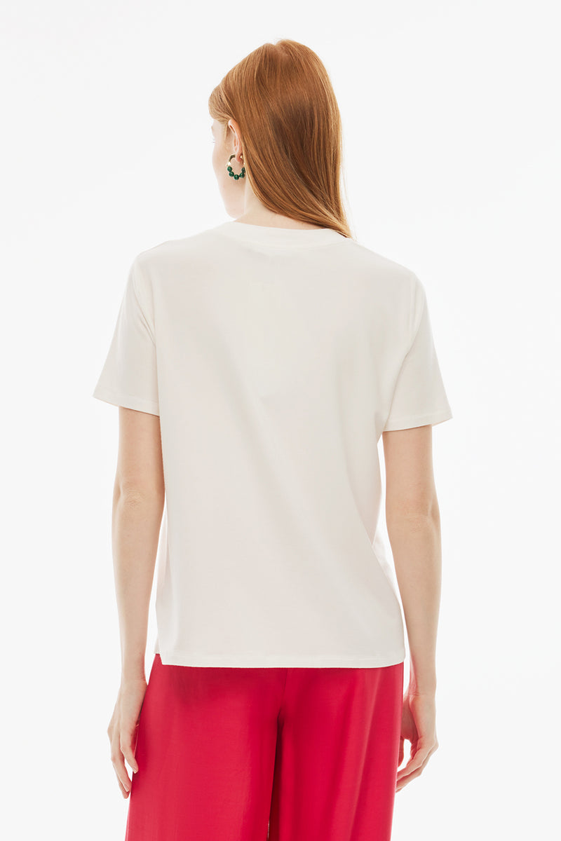 Perspective Round Neck Modal (Tencel™)  T-Shirt Ecru