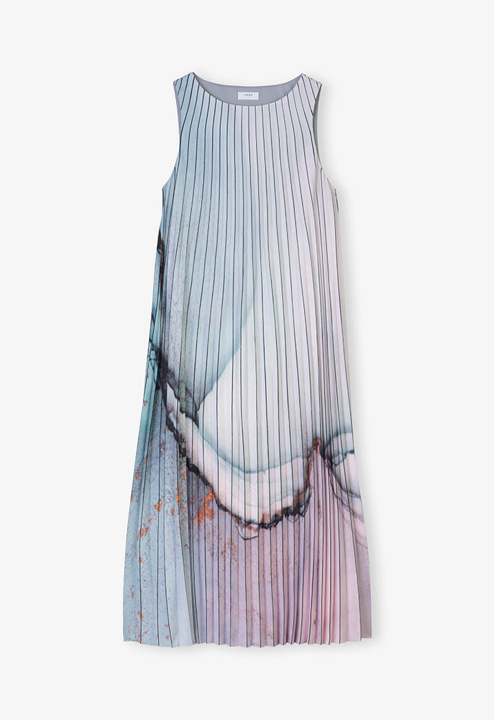 Choice Printed Striped Sleeveless Maxi Dress Multicolor