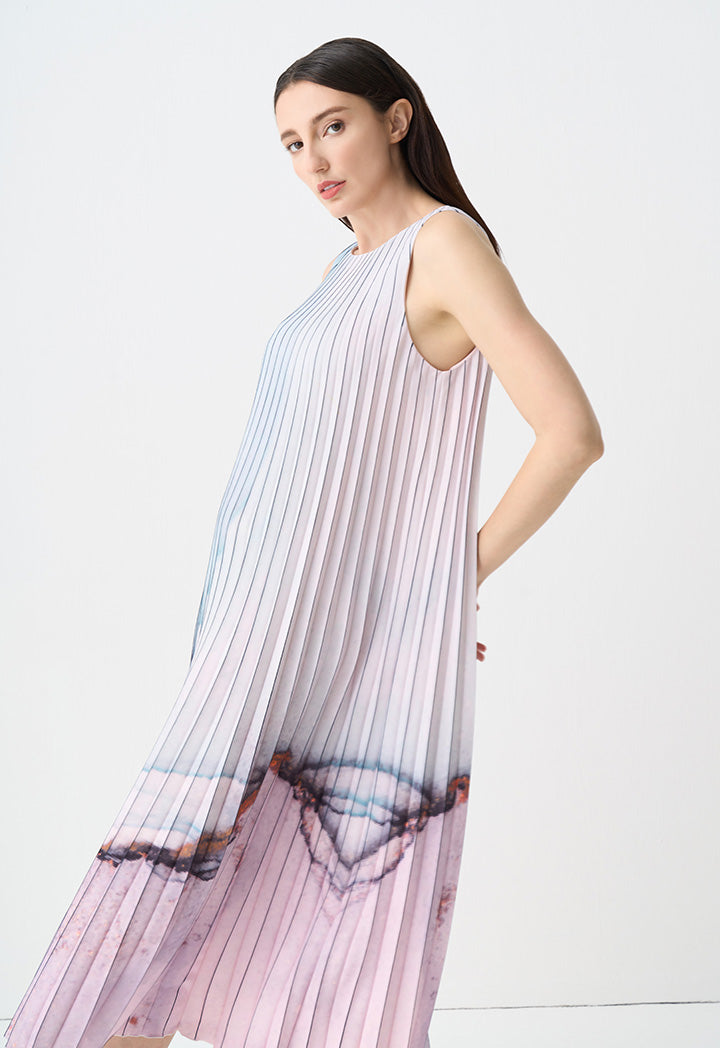 Choice Printed Striped Sleeveless Maxi Dress Multicolor
