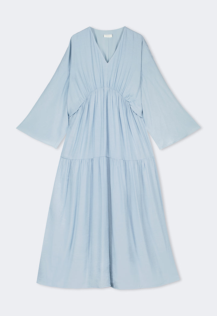 Choice V-Neck Elastic Waist Dress Blue