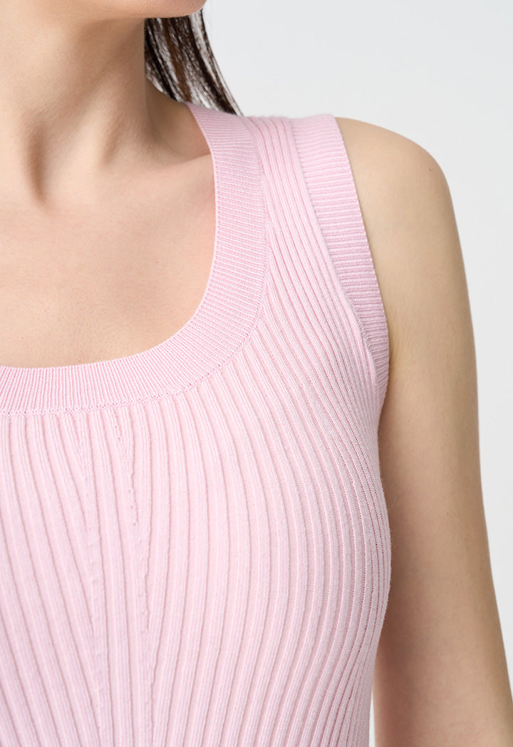 Choice Basic Ribbed Detail Knitwear Pink