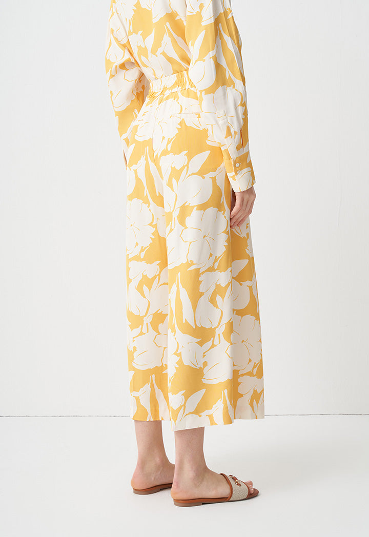 Choice Wide Legs Printed Culottes Yellow Print