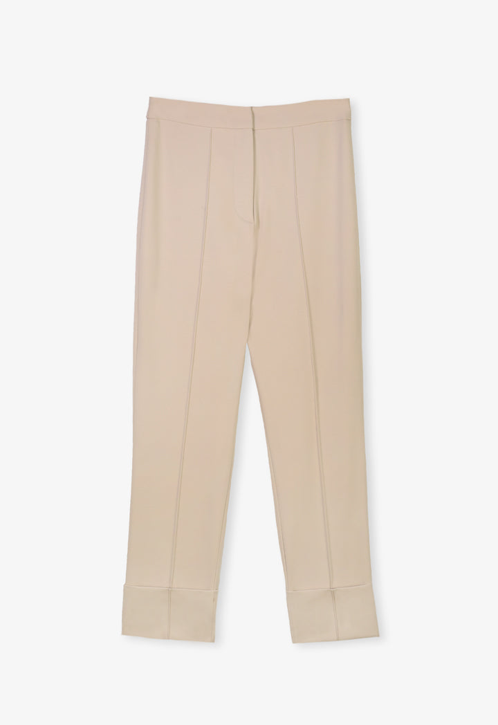 Choice Solid High Waist Trousers Beige