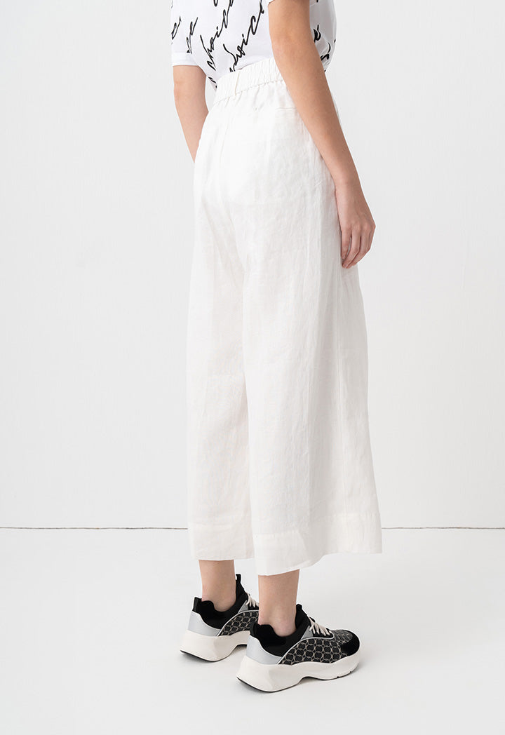 Choice Solid Wide Leg Trousers Off White