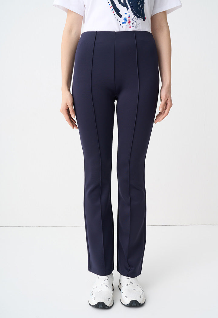 Choice Solid Straight Legs Pintuck Trouser Navy