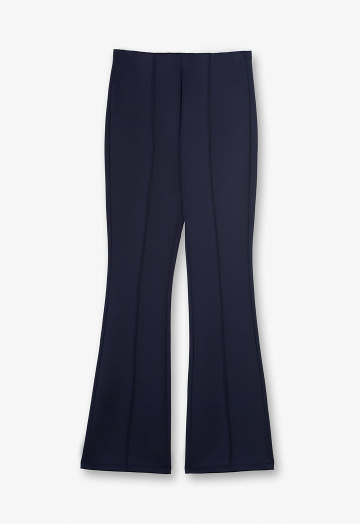 Choice Solid Straight Legs Pintuck Trouser Navy