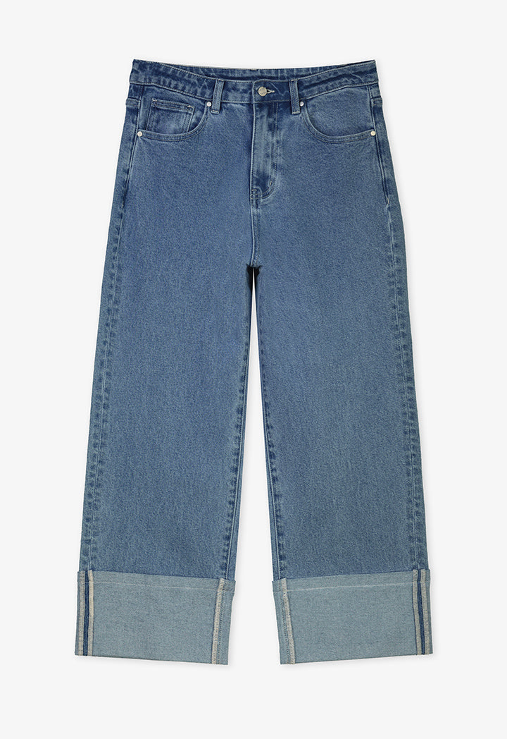 Choice Single Tone Straight Legs Denim Trousers Light Blue