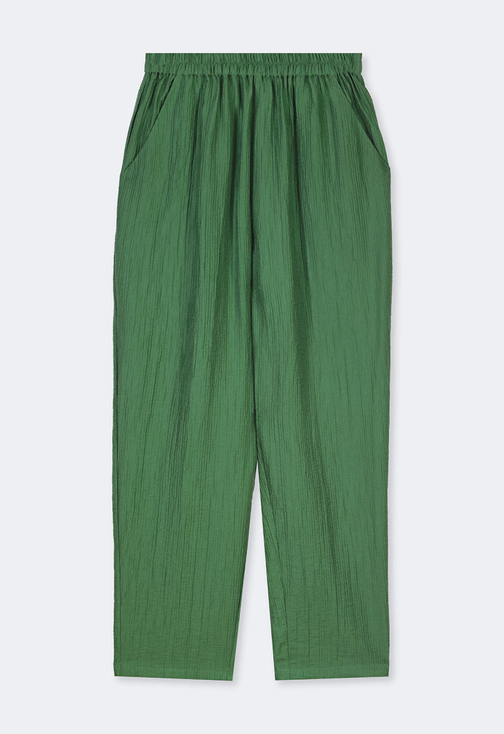Choice High Waist Elasticated Waistband Pants Green