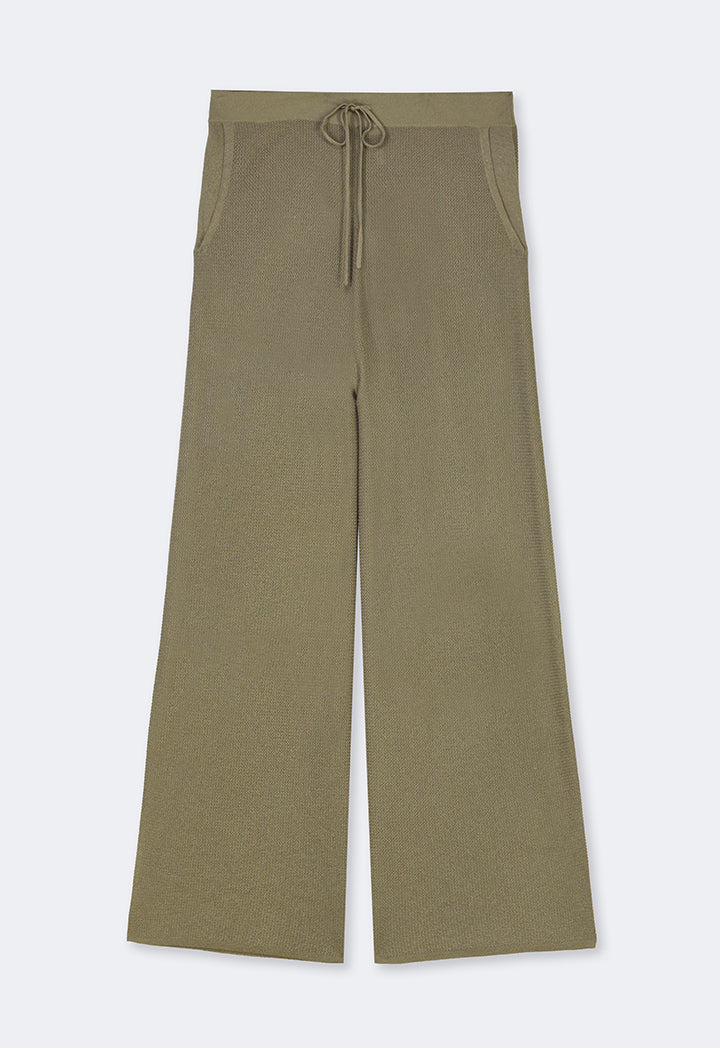 Choice Lurex Straight Wide Leg Knitted Culottes Taupe