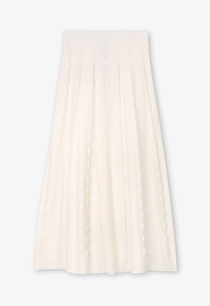 Choice Single Tone Textured Knitted Skirt Cream