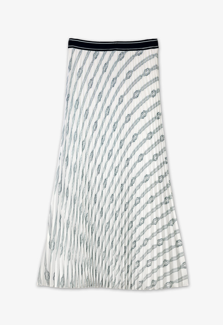 Choice Elastic Waist Monogram Maxi Skirt Navy-White