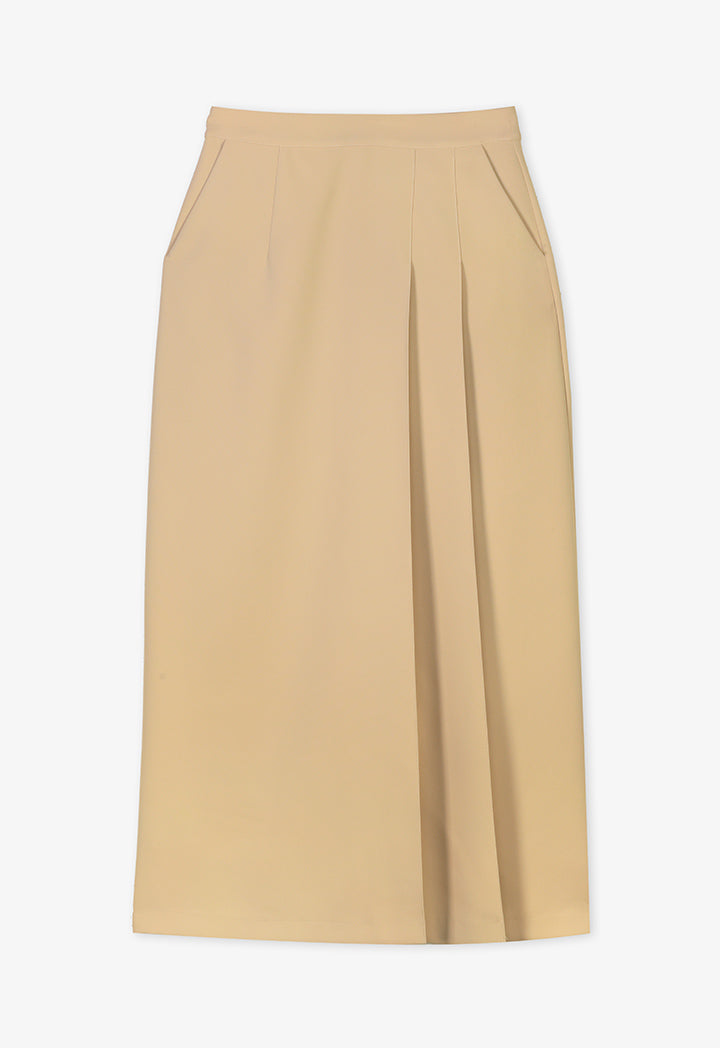 Choice Solid Plated Skirt Beige