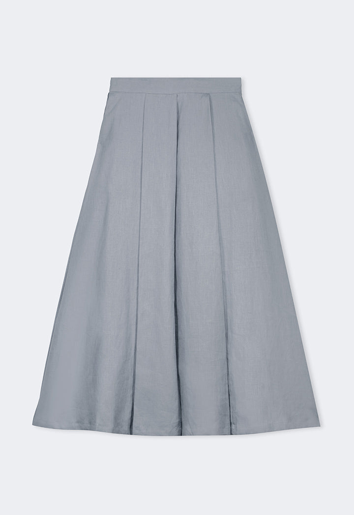 Choice Pleated Flared Basic Skirt Grey